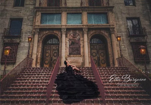 Custom Train <b>Red</b> <b>Wedding</b> <b>Dress</b> with Flowy <b>Black</b> Train for Pre-<b>Wedding</b> Photo Shoot Women & Baby Shower Photo Shoot <b>Dress</b> - Product Image 3