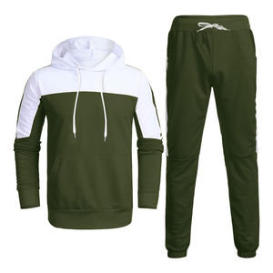 Chándal para correr de dos piezas de invierno personalizado de alta calidad para hombre, cuello con capucha, patrón sólido, deportes de Fitness, venta al por mayor a bajo precio - Product Image 1