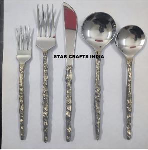 Ensemble de couverts royaux de luxe en acier inoxydable couverts de mariage écologiques avec longue cuillère et fourchette en métal brillant vintage pour le thé - Product Image 4