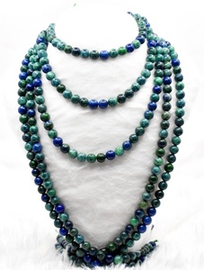 Perles rondes polies de 8 mm en azurite et malachite, cristaux naturels, pour la méditation, la joaillerie et la mode - Product Image 2