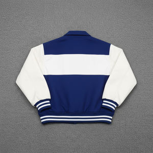 Ropa de calle de alta calidad, chaqueta universitaria de bloque de Color estilo Hip Hop para hombre, chaqueta universitaria de béisbol con logotipo bordado de chenilla personalizado - Product Image 5