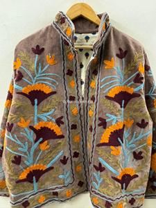 Poncho Bohème en Coton Brodé à Col Mandarin, Manches Longues, Motif Floral, Vêtement d'Automne pour Femme - Product Image 4