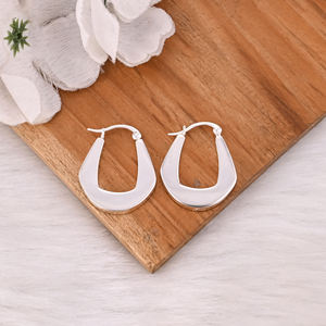 Pendientes de Plata de Ley 925 Hechos a Mano con Diseño Étnico, Joyería Fina Personalizada, Aro de Plata Simple para Bodas, de Fábrica - Product Image 2