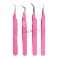 Ensemble de pinces à épiler pour extensions de cils en acier inoxydable de haute qualité, anti-magnétiques, de précision, couleur rose or personnalisée pour la Saint-Valentin