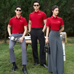 Polo personnalisé abordable en coton mélangé élasthanne 220 g/m² respirant et anti-transpiration, avec épaules bicolores pour uniformes de personnel - Product Image 5