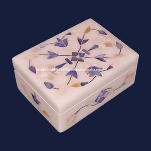 Dernière production Belle combinaison blanche et bleue Boîtes de rangement pour bijoux en nacre pour cadeaux prêts à expédier - Product Image 2