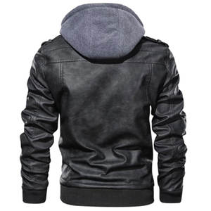เสื้อแจ็กเก็ตหนังสำหรับผู้ชายเหมาะใส่ได้ทุกขนาดมีซิปด้านหน้าสำหรับขี่กลางแจ้งกันลม - Product Image 6