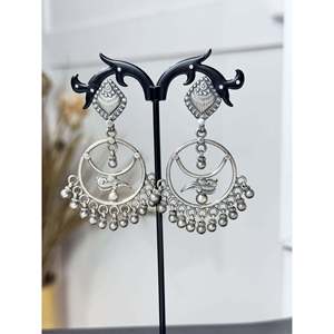 925 <b>Silver</b> <b>Dangling</b> <b>Earrings</b> with Gold Plating Cute Chandelier Style for Weddings Featuring Pearls and Diamonds - Product Image 1