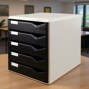 Leitz Extra-Wide DIN A4 Desktop & <b>Drawer</b> Organizer with 5 Light Grey <b>Drawers</b> Black Housing Color - Product Image 3