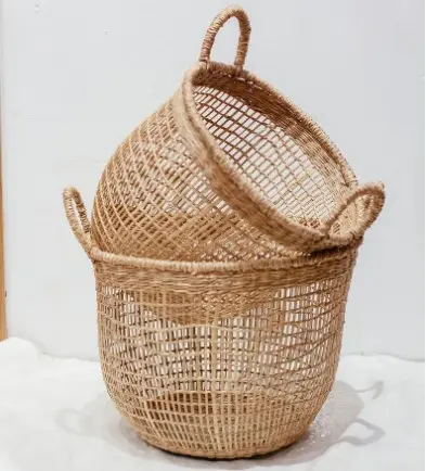 Panier de rangement en jonc de mer ronde écologique Vietnam, fait à la main, matériau naturel, meilleur prix