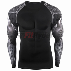Rashguard MMA à manches longues pour homme 2024, impression par sublimation personnalisée, protection UV, marque FITRYDER, polyester/spandex, confortable - Product Image 1