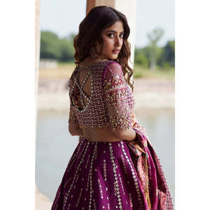 Conjunto de Lehenga Choli de Seda Qalamkar Shadmani Luxury Formal TC-1615 ALYA-SH-04, Estilo de Vestido Pakistaní, Ropa India Suave con Salwar - Product Image 4