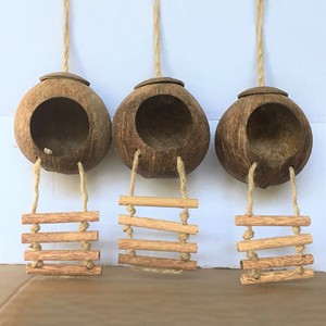 Accesorios de jaula de pájaro respetuosos con el medio ambiente, casa de aves de cáscara de coco, nido de conchas de coco para exterior, decoración de jardín al aire libre - Product Image 6