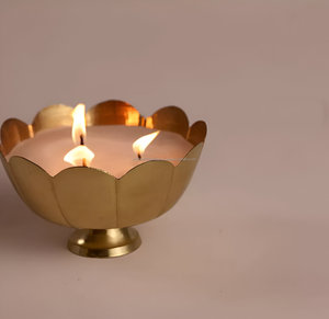 Royal Look Metal Flower Design Bowl Candle From Indian Manufacturer & Exporter - Product Image 4