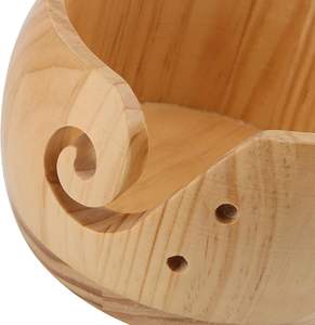 2 PCS Porte-bol en fil de bois, bol en bois massif pour crochet avec couvercle, support de boule de fil pour le tricot, 5.9 pouces - Product Image 3
