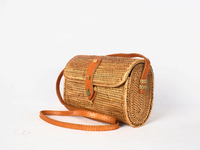 Bali vente en gros Boho été mode fronde rotin sac tissé à la main épaule bandoulière sac à main avec doublure en cuir PU matériel
