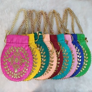 Adorno bordado hecho a mano Potli bolsas para boda y Festival favores para Deepavali perla cordón bolsas dama de honor regalo embrague - Product Image 2