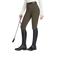 Pantalon d'équitation pour femme Lesam Sports en nylon durable avec genouillères, culotte d'équitation, collants d'entraînement, poches zippées