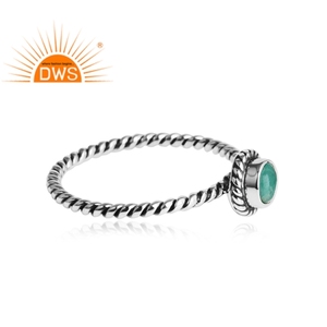 แหวนเงินแท้สเตอร์ลิงออกซิไดซ์ประดับพลอยอะมาโซไนต์ธรรมชาติ ดีไซน์หรูหรา สามารถสวมซ้อนกันได้ ผลิตโดยผู้ผลิตเครื่องประดับตามสั่ง - Product Image 2