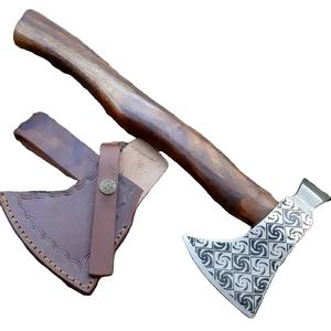 Jexmoo Custom 19.5" D2 Steel Tomahawks Rosewood <b>Handle</b> with Leather Sheath Outdoor Gift Dad Handmade Industrial Grade - Product Image 1
