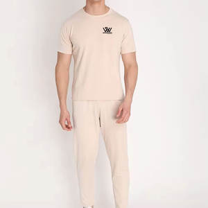 Camisetas y pantalones de tamaño personalizado transpirables hechos en fábrica, camisetas y pantalones de hombre lisos hechos en algodón - Product Image 2