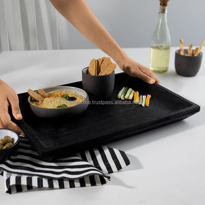 ถาดโลหะสี่เหลี่ยมเป็นมิตรกับสิ่งแวดล้อมถาดไม้สไตล์วินเทจปลอดภัยเสิร์ฟอาหารห้องครัวบ้านโรงแรมตกแต่งบนโต๊ะอาหารที่เก็บของ - Product Image 4