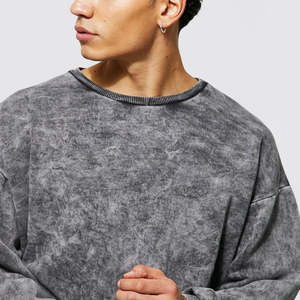 Custom <b>Vintage</b> Acid Wash Sweatshirt Fleece French Terry <b>Vintage</b> <b>Sweater</b> Acid Wash Unisex Crew Neck Sweatshirt - Product Image 2