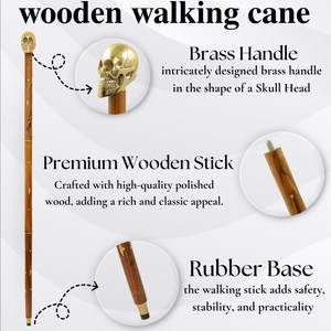 Bâton de marche en bois de style vintage avec manche en laiton - Product Image 4