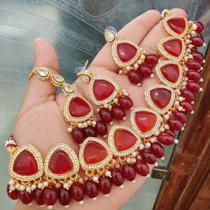 สร้อยคอเพชร monalisa แบบดั้งเดิมของอินเดียชุดดีไซน์ล่าสุดสำหรับผู้หญิงพร้อมต่างหูและ Maang Tikka - Product Image 5