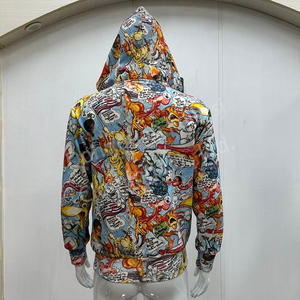 เสื้อฮู้ดผู้ชายทรงหลวมใส่100% ทรงบ็อกซี่พิมพ์ลายมีซิปโลโก้ออกแบบได้ตามต้องการ - Product Image 5