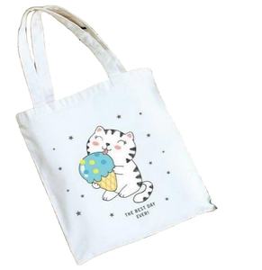 Custom Printed Cotton Canvas Shopping <b>Tote</b> <b>Bags</b> Letter Pattern Design with Logo - Product Image 5