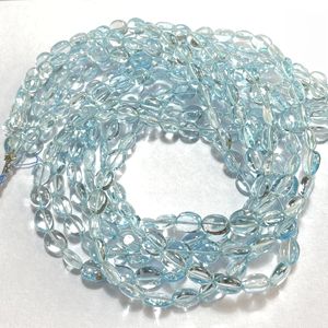Perles de forme ovale lisse en topaze bleu ciel naturelle, pierres précieuses en vrac pour bijoux - Product Image 4