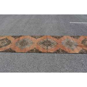 Classic Orange <b>Blue</b> Patchwork <b>Rug</b> 2.7 X 12.6 ft for Living Room <b>Bedroom</b> for Teens Made Wool Viscose Latex Backing Turkish Style - Product Image 3