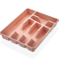 CATEEM MRD402 Rosegouden Eco-vriendelijke Grote Plastic Multifunctionele Bestekhouder Organizer voor Keuken Opbergrek