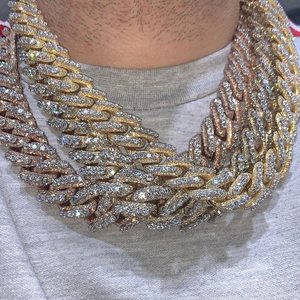 Cadena Cubana de Plata de Ley 925 con Moissanita VVS de Corte Personalizado de Moda, Chapada en Oro, Estilo Hip Hop, Unisex, Certificada por GRA - Product Image 2