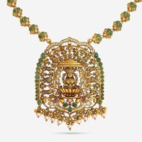 Collier authentique en argent de style temple, bijoux hindous pour femmes, inspiré des traditions culturelles, finition or oxydé, pierres rubis et rubis-vertes, religieux
