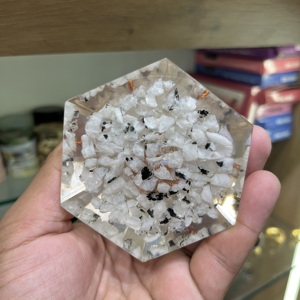 Pirámide de Orgonita Feng Shui Hecha a Mano al por Mayor, Hexágono, Piedra Lunar Arcoíris, Resina de Cobre, Decoración de Piedra de Energía Curativa, 7 cm - Product Image 3