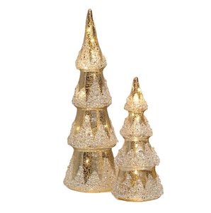 Escultura decorativa de árbol de Navidad chapada en oro más vendida, decoración de Festival para el hogar y regalos, iluminación Led, figurita de Metal - Product Image 2