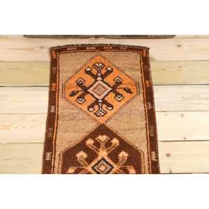 Tapis turc vintage 1,6x2,9 pi (50x87 cm), tapis à imprimé animal brun orange - Product Image 3