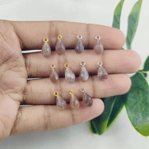 925 Plata Chocolate piedra lunar gota colgante collar hecho a mano chapado en rodio facetado piedra lunar lágrima gota rodio plateado joyería - Product Image 2