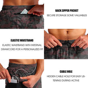 Pantalones cortos de gimnasio de malla de doble capa para hombre, alta calidad, transpirables, de secado rápido, diseño personalizado, Spandex/poliéster, estilo deportivo - Product Image 4