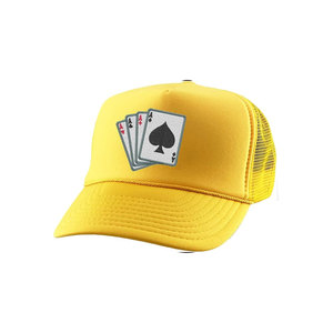 Black Mesh Trucker <b>Hat</b> 6-Panel Adjustable Unisex Casual <b>Cap</b> With Embroidered Playing Cards Design Front Panel - Product Image 3