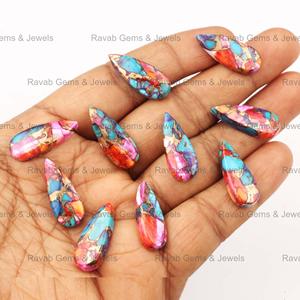 10X25มม. ทรงลูกแพร์อัญมณีสีทองแดงผสมหอยนางรมสีม่วงชมพูธรรมชาติสำหรับทำเครื่องประดับขายส่ง - Product Image 2