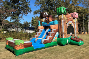 Combo château gonflable <span class=keywords><strong>Minecraft</strong></span>, château gonflable commercial avec toboggan pour enfants - Product Image 4