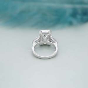 IGI Certified Emerald Cut <b>Diamond</b> <b>Ring</b> with Tapered Baguette Side Stones - Product Image 4