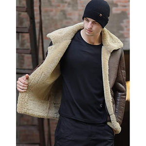 Wholesale Professional Premium <b>Men's</b> <b>Leather</b> B3 Jackets Latest Style Fashion Canvas Wear Stand Collar Winter Waterproof - Product Image 2