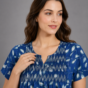 Women's <b>Long</b> Full-Length <b>Maxi</b> Nightgown 100% Pure Rayon Fabric Soft Breathable Smoking Pattern Sleepwear with Pocket Woven Type - Product Image 2