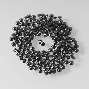 高品质圆形亮形黑色硅石钻石精品固体时尚批发价格，适用于各种珠宝制作
