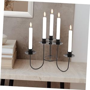 Handmade Metal Craft Iron <b>Black</b> Desktop <b>Candlestick</b> Living Room Decoration Small Candle Holders Simple Fashion Candelabra - Product Image 1
