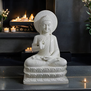Découvrez de superbes statues de bouddha en marbre pour la décoration de la maison et du jardin, grandes et petites tailles disponibles, parfaites pour les espaces tranquilles - Product Image 3